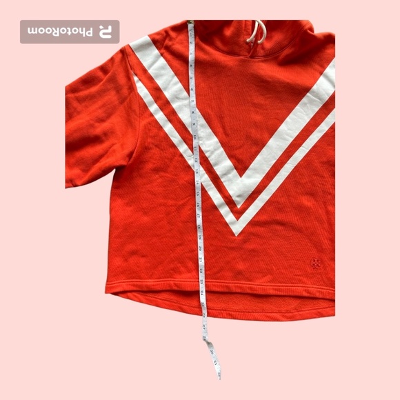 Tory Burch French Terry Chevron Hoodie. Size Small, Varsity Orange, Never worn. - Picture 6 of 7